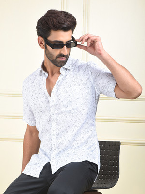 CRIMSOUNE CLUB Men Printed Casual White Shirt