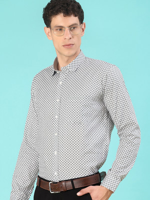 V-MART Men Printed Formal Green, White Shirt