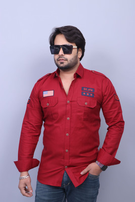 Zabolo Men Solid Casual Maroon Shirt