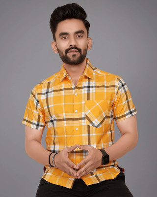 METRONAUT Men Printed Casual Yellow Shirt