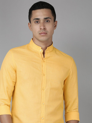 Spykar Men Solid Casual Yellow Shirt