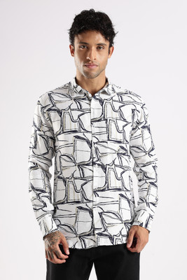 Cool Colors Men Printed Casual White, Black Shirt