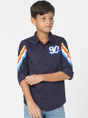 Jack & Jones Junior Boys Solid Casual Dark Blue Shirt