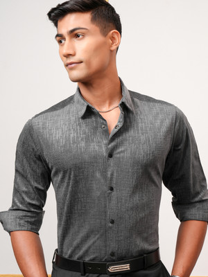 HIGHLANDER Men Self Design Casual Grey Shirt