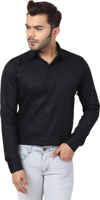 trybuy Men Solid Formal Black Shirt