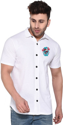 GEUM Men Solid Casual White Shirt