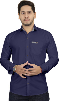 Shreehari Fashion Men Solid Casual Blue Shirt
