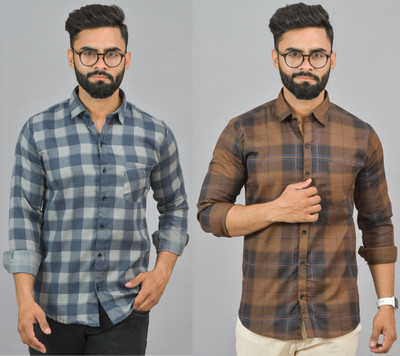 Hems trends Men Checkered Formal Multicolor Shirt(Pack of 2)