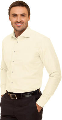 A rry Men Solid Formal Cream Shirt