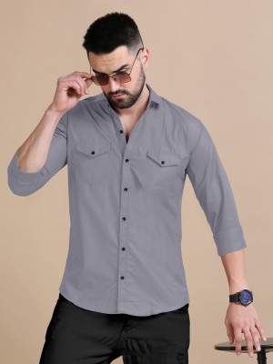 Zarila Men Solid Casual Grey Shirt