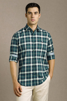 LOUIS PHILIPPE Men Checkered Casual Green Shirt