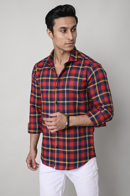 Tanip Men Checkered Casual Orange Shirt
