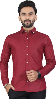 Hejama Men Solid Casual Red Shirt