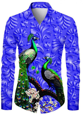 HERIN ENTERPRISE Men Printed Casual Blue Shirt