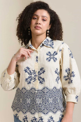 Jileba International Women Floral Print Casual Red Shirt
