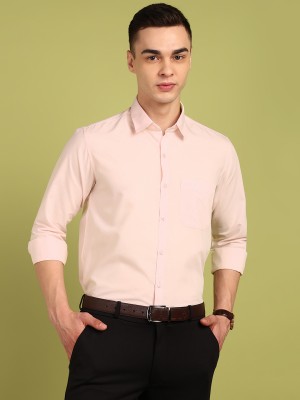 FUBAR Men Solid Formal Pink Shirt