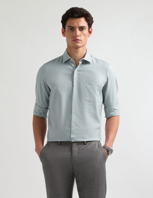 ARROW Men Printed Formal Green Shirt