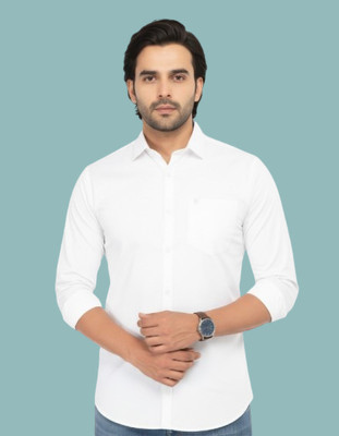GAINELL Men Solid Formal White Shirt