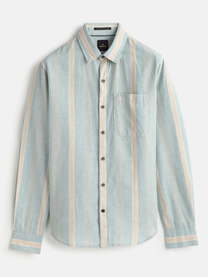 WROGN Men Striped Casual Green Shirt