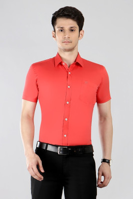 Garry Richards Men Solid Formal Orange Shirt