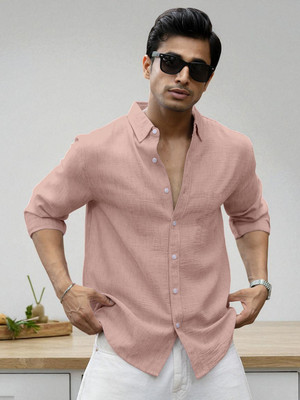 Yanthhi Men Solid Casual Beige Shirt