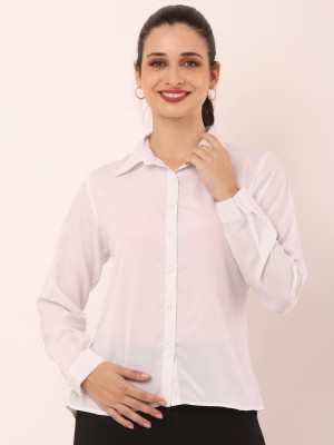 twolucky Women Solid Casual White Shirt