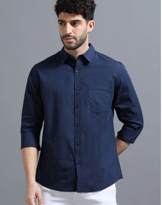 snindustries Men Solid Casual Dark Blue Shirt