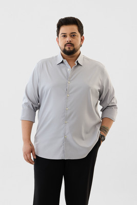 Snitch Men Solid Formal Grey Shirt