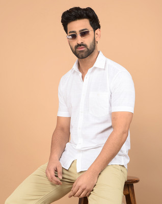 CRIMSOUNE CLUB Men Self Design Casual White Shirt