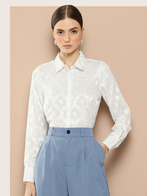 her by invictus Women Self Design Casual White Shirt