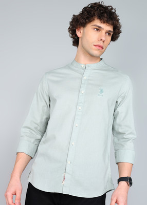 U.S. POLO ASSN. Men Solid Casual Light Green Shirt
