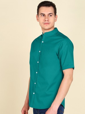 HouseOfCommon Men Solid Casual Dark Green Shirt