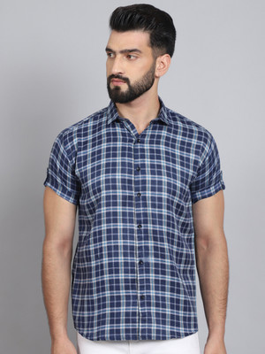 Tanip Men Checkered Casual Blue Shirt