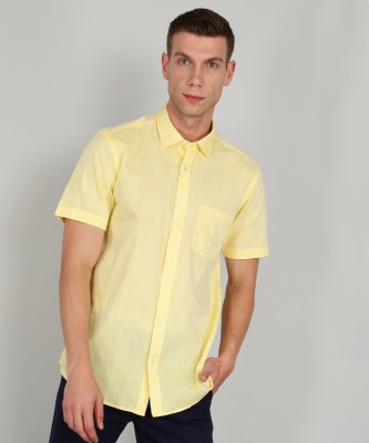 COLORPLUS Men Solid Casual Yellow Shirt