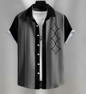 DHAMELIYA ENTERPRISE Men Printed Casual Black, Grey Shirt