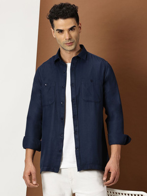 INVICTUS Men Solid Casual Dark Blue Shirt