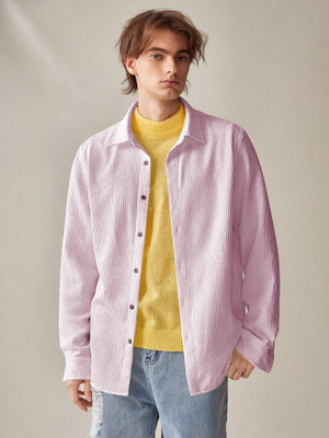 ugam traders Men Solid Casual Pink Shirt