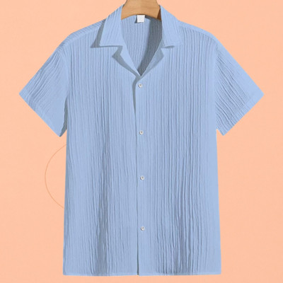 Dharamraj Fashion Men Self Design Casual Light Blue Shirt