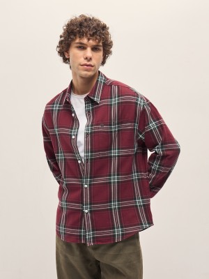 THE BEAR HOUSE Men Checkered Casual Red Shirt