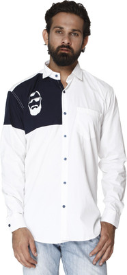 PEARL OCAN Men Self Design Casual White Shirt