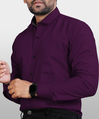 METRONAUT Men Solid Casual Purple Shirt