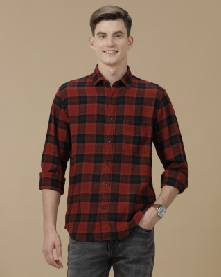 CAVALLO BY LINEN CLUB Men Checkered Casual Red Shirt