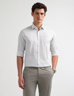 ARROW Men Striped Formal Grey Shirt