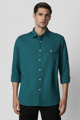 VAN HEUSEN Men Striped Casual Green Shirt