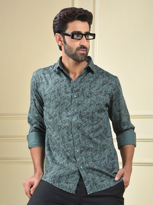 CRIMSOUNE CLUB Men Floral Print Casual Green Shirt