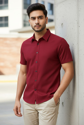 RAREMARK Men Solid Formal Maroon Shirt