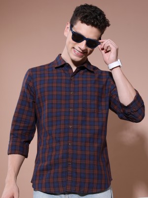 HIGHLANDER Men Checkered Casual Brown, Dark Blue, Black Shirt