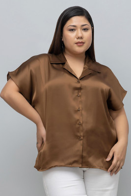 PURYS Women Printed Casual Brown Shirt