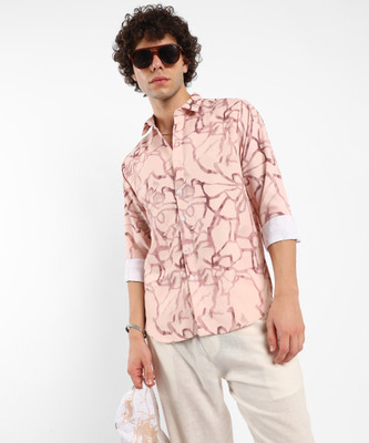 CAMPUS SUTRA Men Self Design Casual Pink Shirt