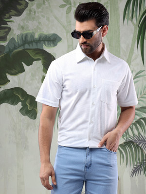 KOTTY Men Striped Casual White Shirt